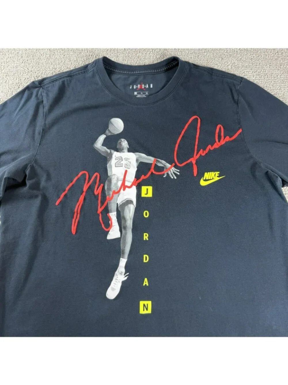 Nike Air Jordan Photo Signature Graphic Print T-Shirt Black Men’s Size XL
